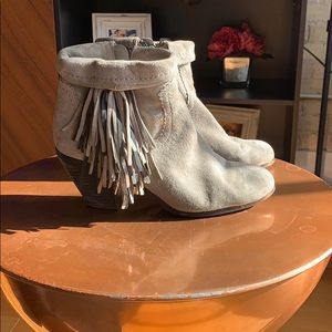 Sam Edelman Louie Metallic Fringe Suede Bootie